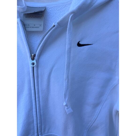 Nike 90s White Full Zip Hooded Sweatshirt Medium - Picture 3 of 4